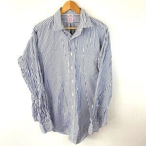 Brooks Brothers Men's Button Up Striped Shirt Size 17 - 6 Blue Long Sleeve